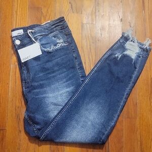 Blue Skinny Jeans with Distressed Details